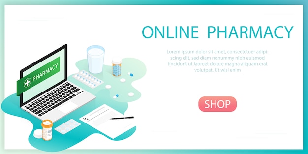 Vektor flasche für medizinpillen, online-apotheke