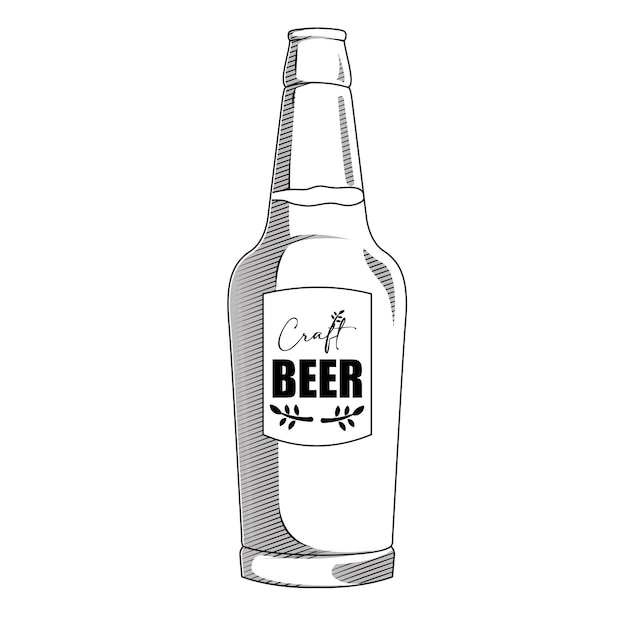 Vektor flasche mit bier internationaler biertag vektorillustration im skizzenstil
