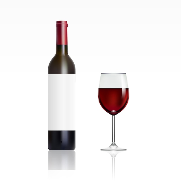 Flasche mit Rotwein und Glas