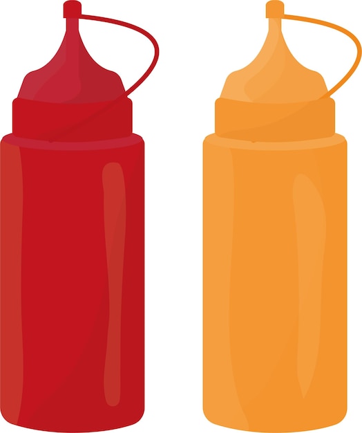 Vektor flaschen mit ketchup und senfsaucen. hochwertige vektorillustration