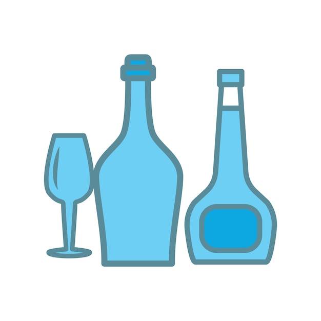 Vektor flaschen und glas wein farbe icon vektor vorlage logo trendige kollektion flaches design