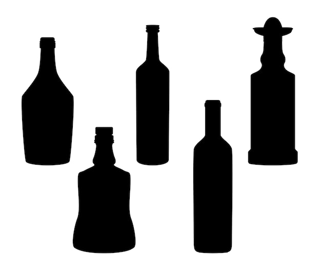 Flaschenglas-Set isolierte Vektorsilhouette