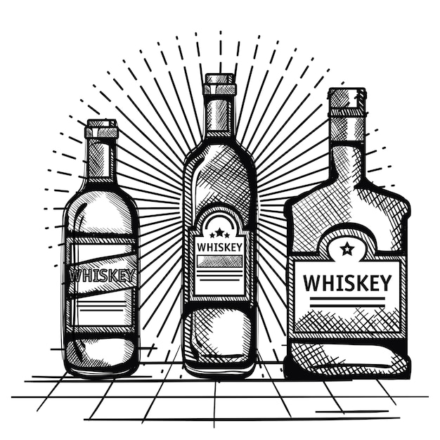 Flaschensatz des besten whiskys gesetztes vektorillustrationsdesign