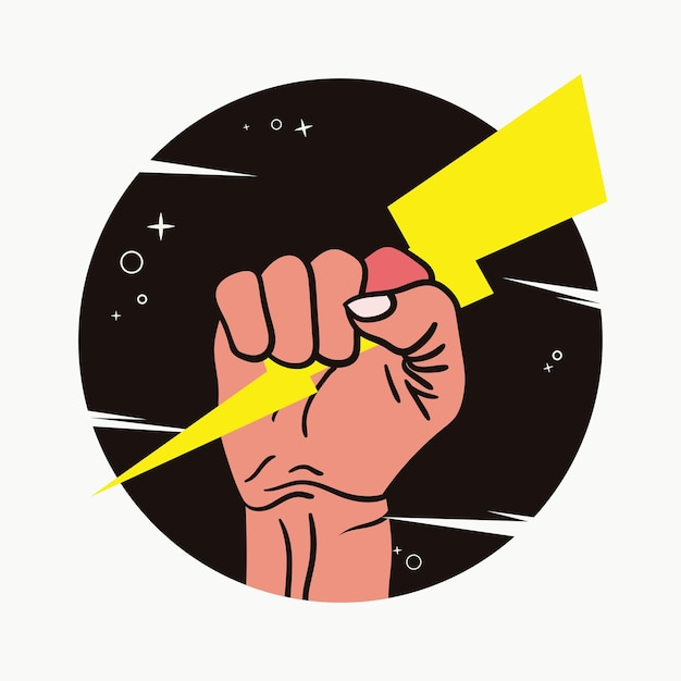 Flash-Donnerbolzen in der Hand-Vektor-Illustration