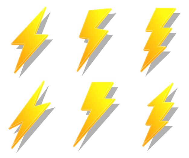 Flash lightning bold 3d-thunderbold-icon-set-sammlung