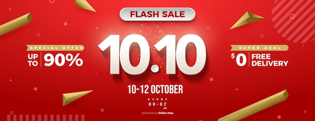 Flash sale bei 1010 sale mit weißen zahlen auf rot