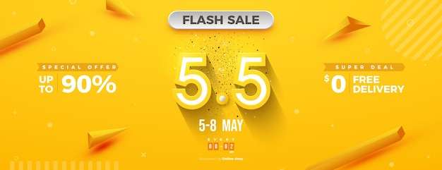 Flash sale bei 5 5 sale mit geprägten und schattierten abbildungen