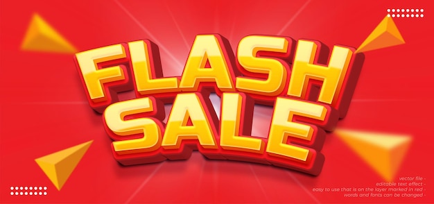 Flash Sale Shopping Day Poster oder Banner mit bearbeitbarem Text im 3D-Stil auf rotem Hintergrund
