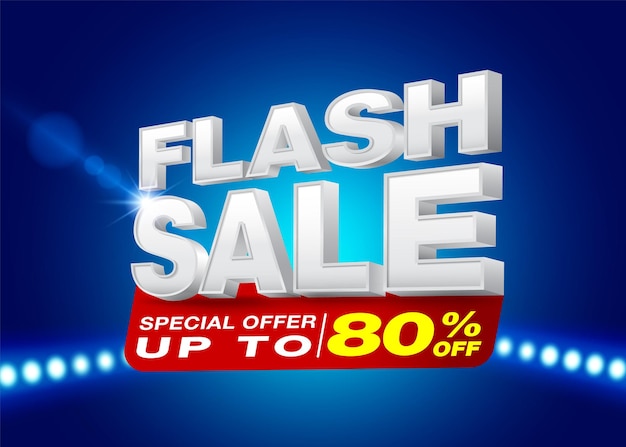 Flash Sale Shopping Template 3D-Text auf dunkelblauem Hintergrund