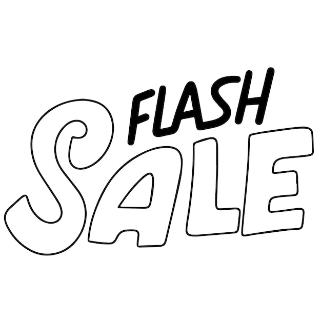 Flash-Textbanner mit minimaler Handschrift-Inschrift Flash-Verkauf schwarze Farbe isoliert auf weiß
