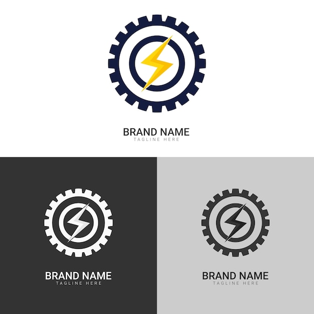 Flash- und Gear-Logo-Design-Vorlagen-Design-Grafik