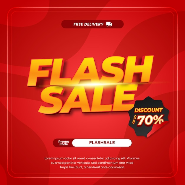 Flash-Verkauf mit Rabattangeboten dynamischer Fluss rot gradient bearbeitbares gelbes 3D-Text-Banner