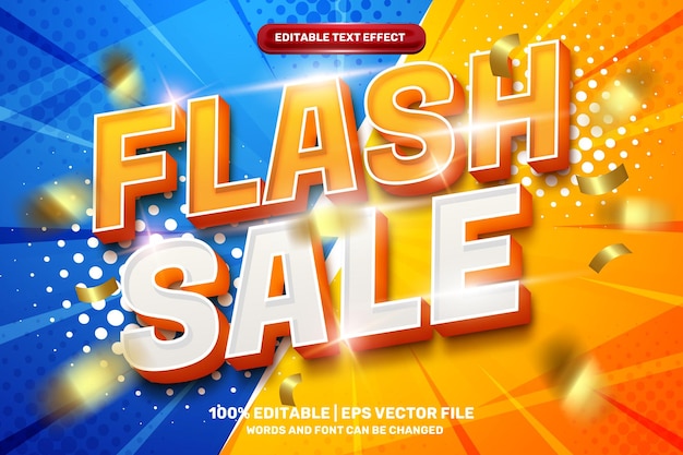 Flash-Verkauf mutiger moderner 3D-Texteffekt mit editierbarem Halbton-Comic-Hintergrund