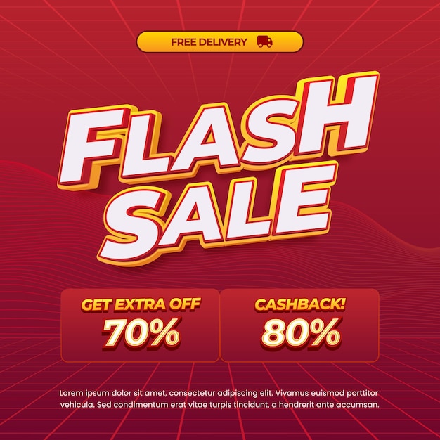 Flash-Verkaufsrabatten mit rotem Gradient-Linien-Gitter-Banner-Vektor