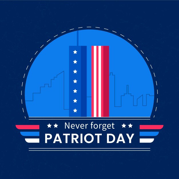 Flat 9.11 patriot day illustration