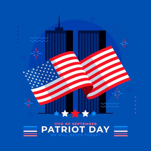 Flat 9.11 patriot day illustration