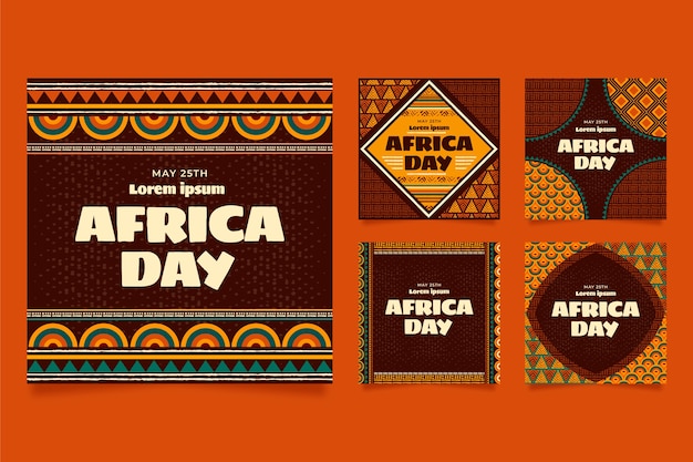 Flat Africa Day Instagram Posts Sammlung