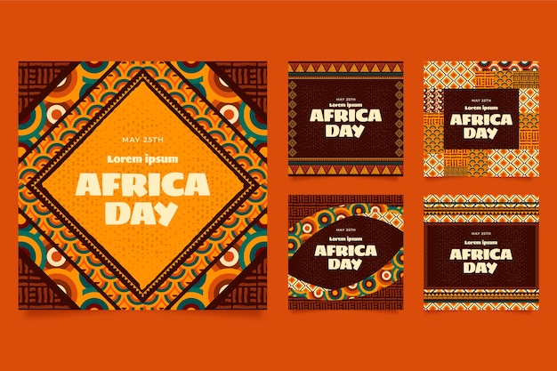 Flat Africa Day Instagram Posts Sammlung