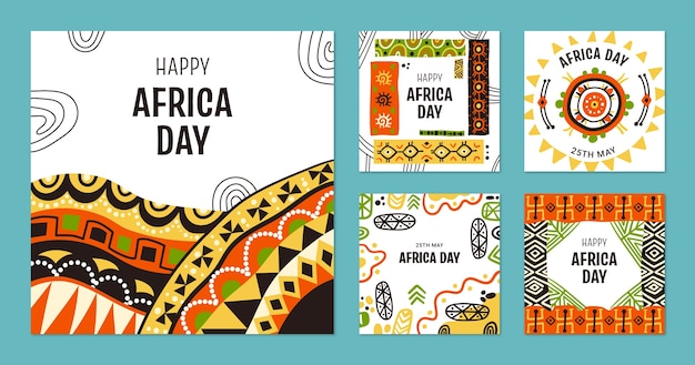 Flat Africa Day Instagram Posts Sammlung
