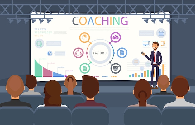 Vektor flat banner coaching seminar recruitment agenturen.