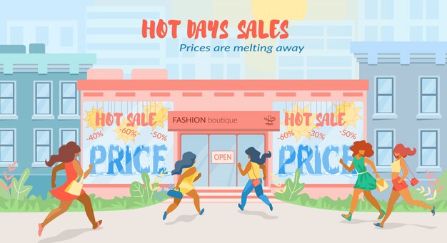 Flat banner hot days sales in der modeboutique