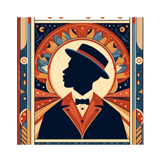 Vektor flat black history month man vector design in art nouveau style