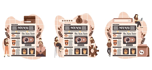 Flat bundle café-menü-design-illustration