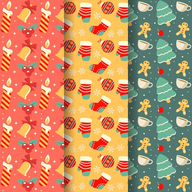 Flat christmas pattern pack