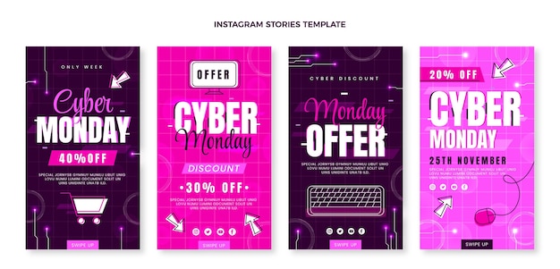 Flat cyber monday instagram stories sammlung