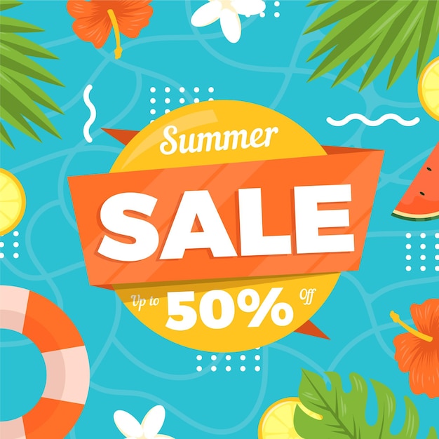 Flat design sommer sale 50% rabatt