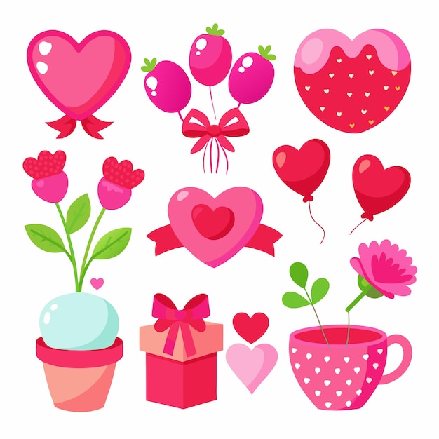 Flat Design Valentinstag Element Vektor Sammlung 3
