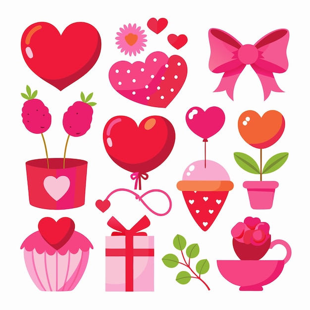 Flat Design Valentinstag Element Vektor Sammlung 4