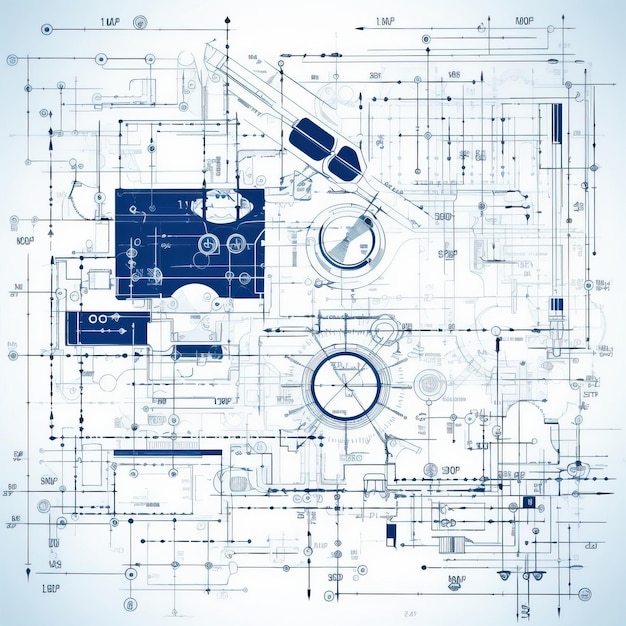 Vektor flat design vector techblueprints auf weißem hintergrund