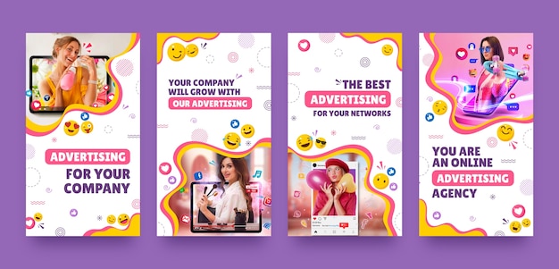 Flat Design Werbeagentur Instagram-Geschichten
