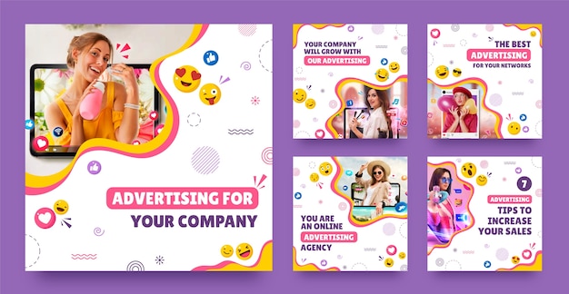 Flat Design Werbeagentur Instagram-Posts