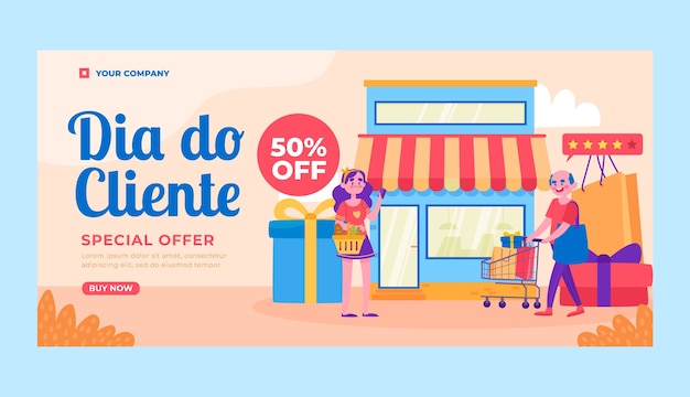 Flat dia do cliente horizontale banner-vorlage