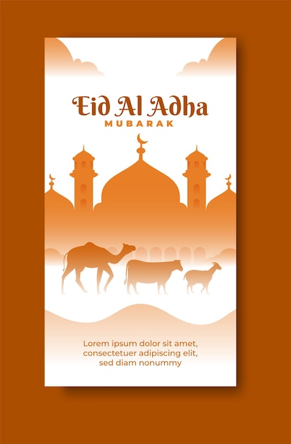 Vektor flat eid al adha mubarak für social-media-geschichten