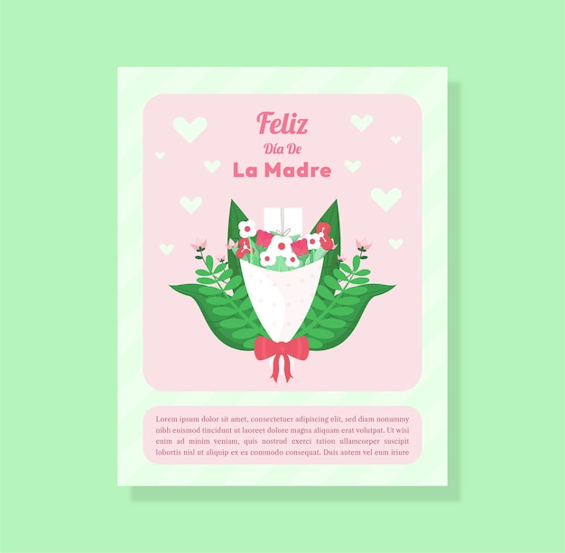 Flat feliz dia de la madre muttertags-grußkarten-schablonendesign