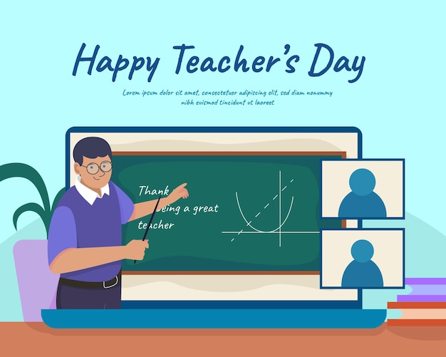 Flat happy international of teachers day