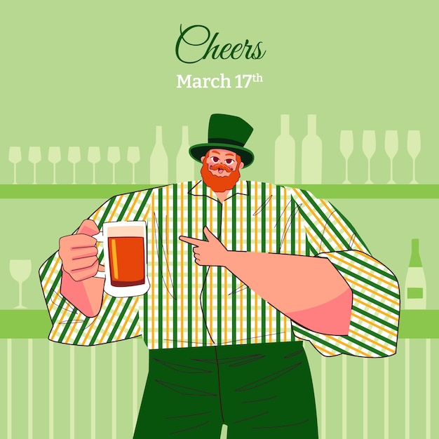 Flat-illustration für die feier des st. patrick's day.