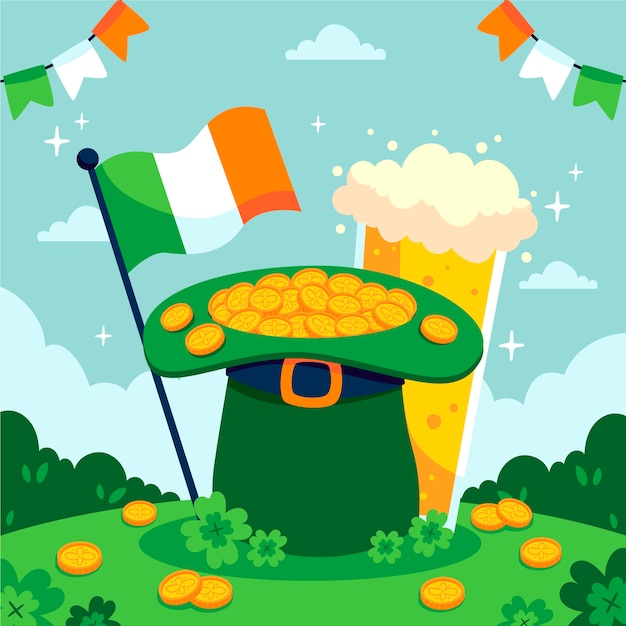 Flat-Illustration für die Feier des St. Patrick's Day.