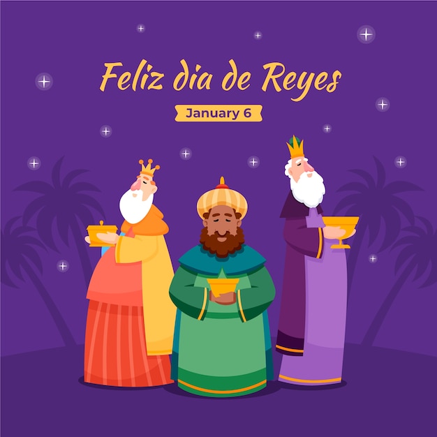 Vektor flat-illustration für reyes magos