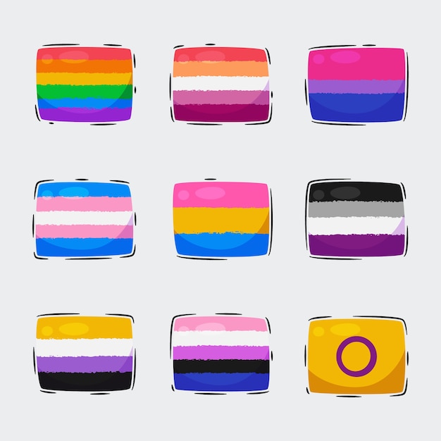 Vektor flat lgbt pride month flags collection