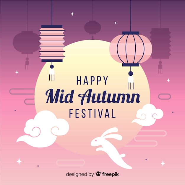 Flat mid autumn festival