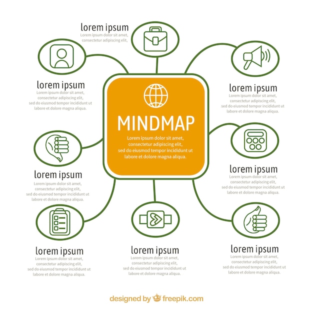 Vektor flat mind map mit original icons