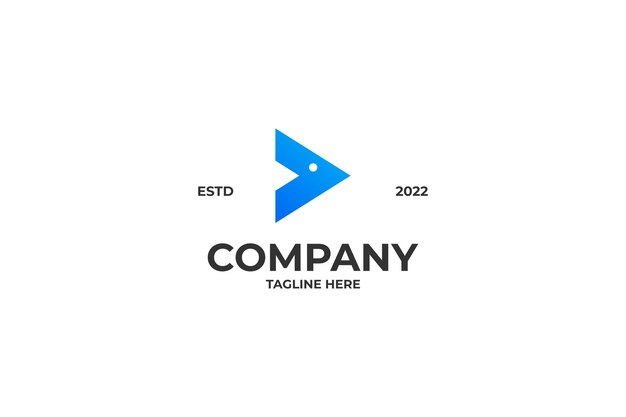 Flat Play Fish Media Logo Design Vektor Illustration Idee