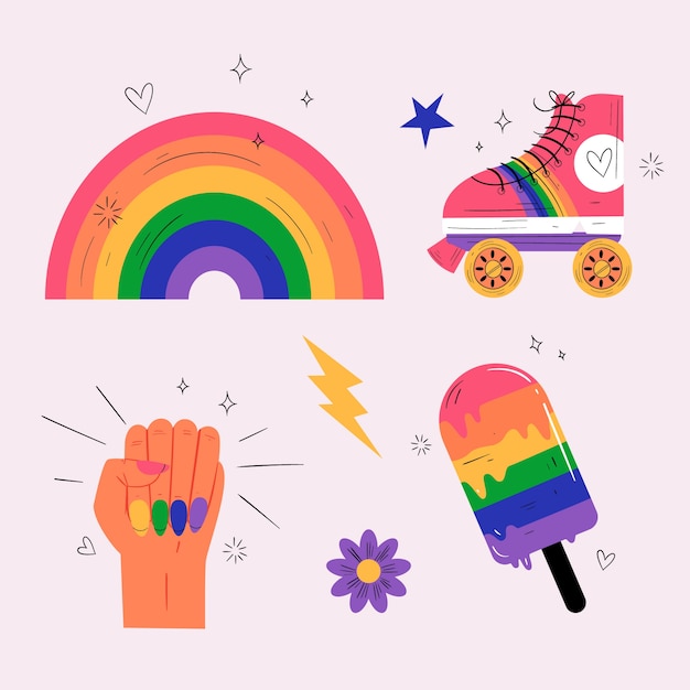 Flat pride month lgbt-elementsammlung