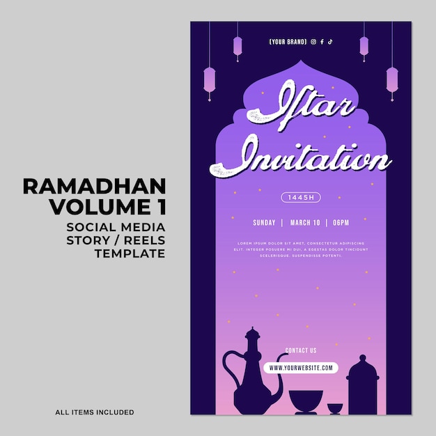 Flat ramadan oder ramadhan social media story stories reels design collection islamische ornamente