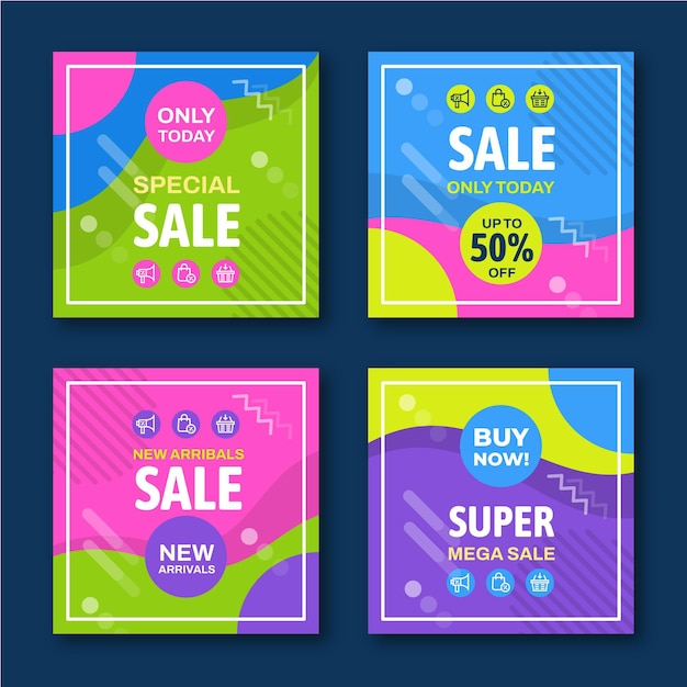 Flat sale instagram post set