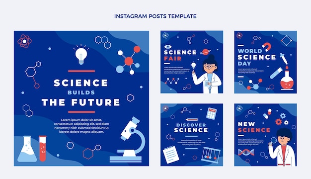 Flat science instagram post-sammlung